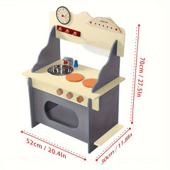 Wooden Play Kitchen Set with Clock Sink & Stovetop Indoor Fun Gift