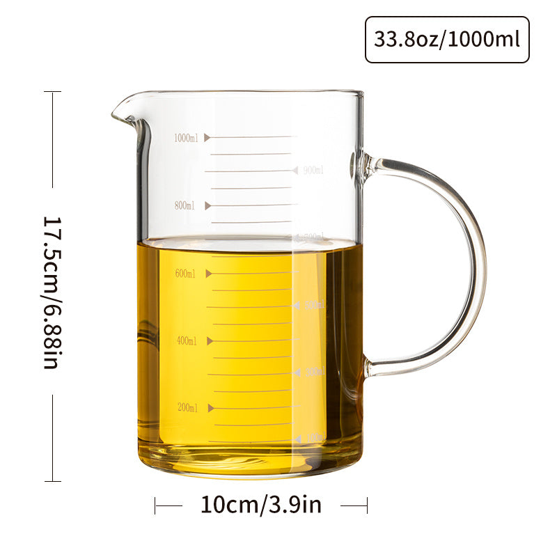 High Glass Measuring Cup with Handle for Kitchen and Restaurant Use