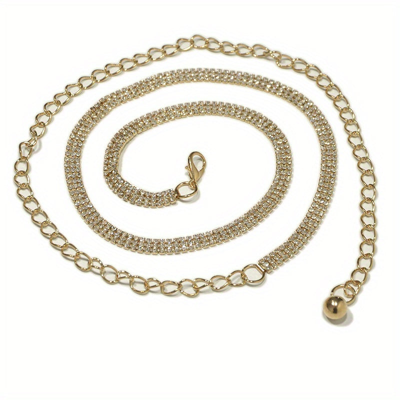 Rhinestone Decor Waist Chain Belly Chain Belt Sparkling Tassel Girdle
