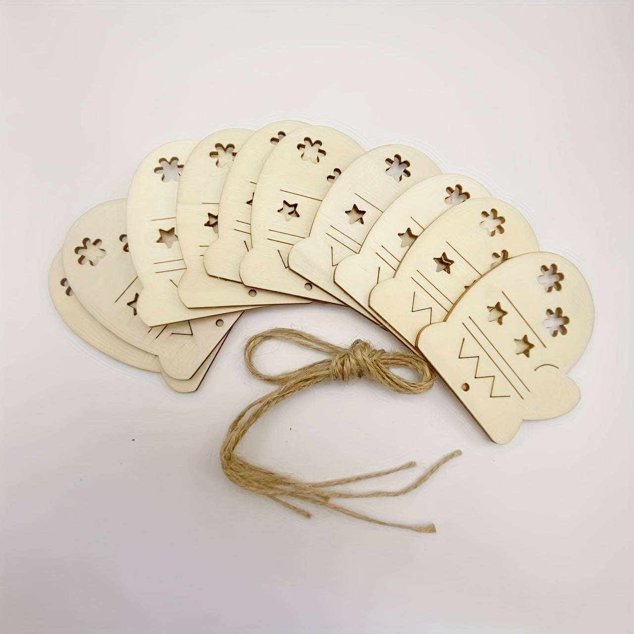 10pcs Christmas Gloves Wooden Decorations DIY Natural Wood Chips