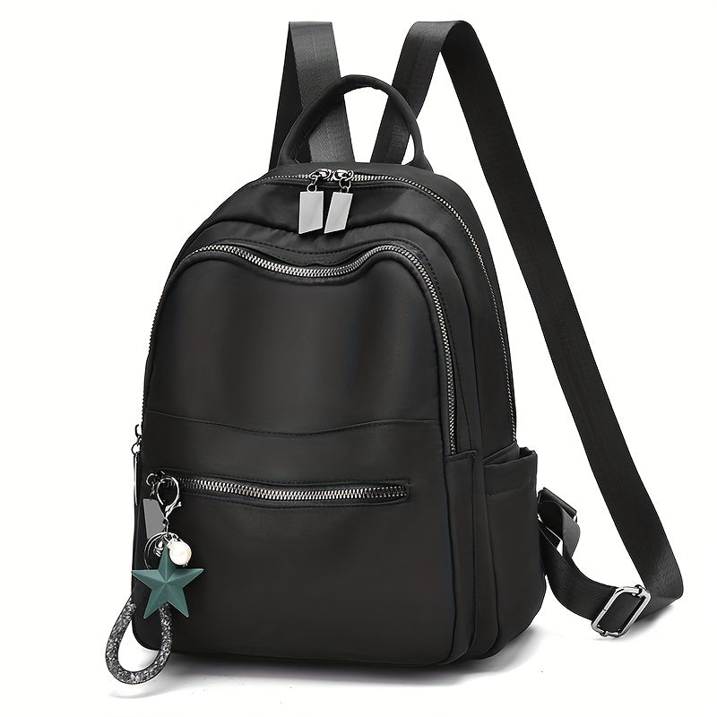 Nylon Backpack Zipper Front Travel Daypack Casual Student Schoolbag