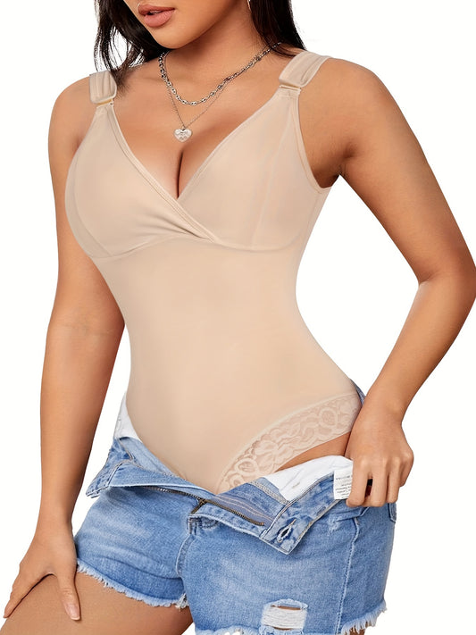 Lace Trim Shaping Bodysuit Tummy Control Butt Lifting Slimmer Body Shaper