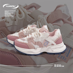 HUANQIU Lace Up Chunky Mesh Sneakers Platform Outdoor Running Shoes