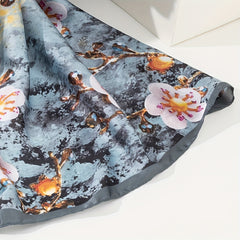 Plum Blossom Print Scarf Satin Head Wrap Silky Large Shawl Hair Accessories