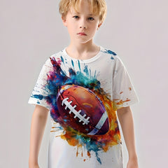 Colorful 3D Print Rugby T-Shirt for Boys