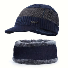 Winter Knit Cap & Scarf Set Warm Knitted Hat For Men And Women