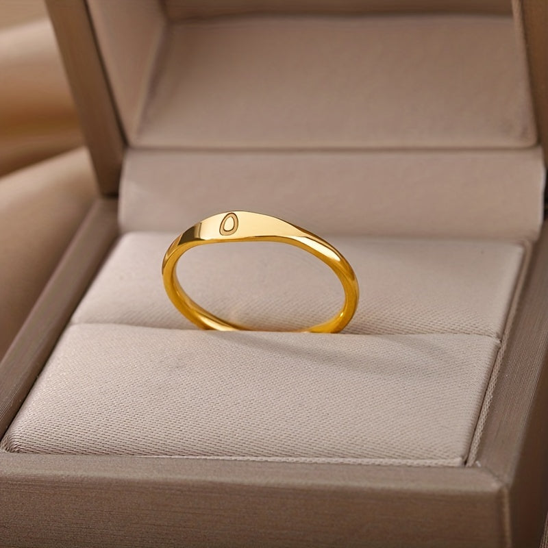 Golden & Platinum Stainless Steel Men's 26 Letters Carved Ring