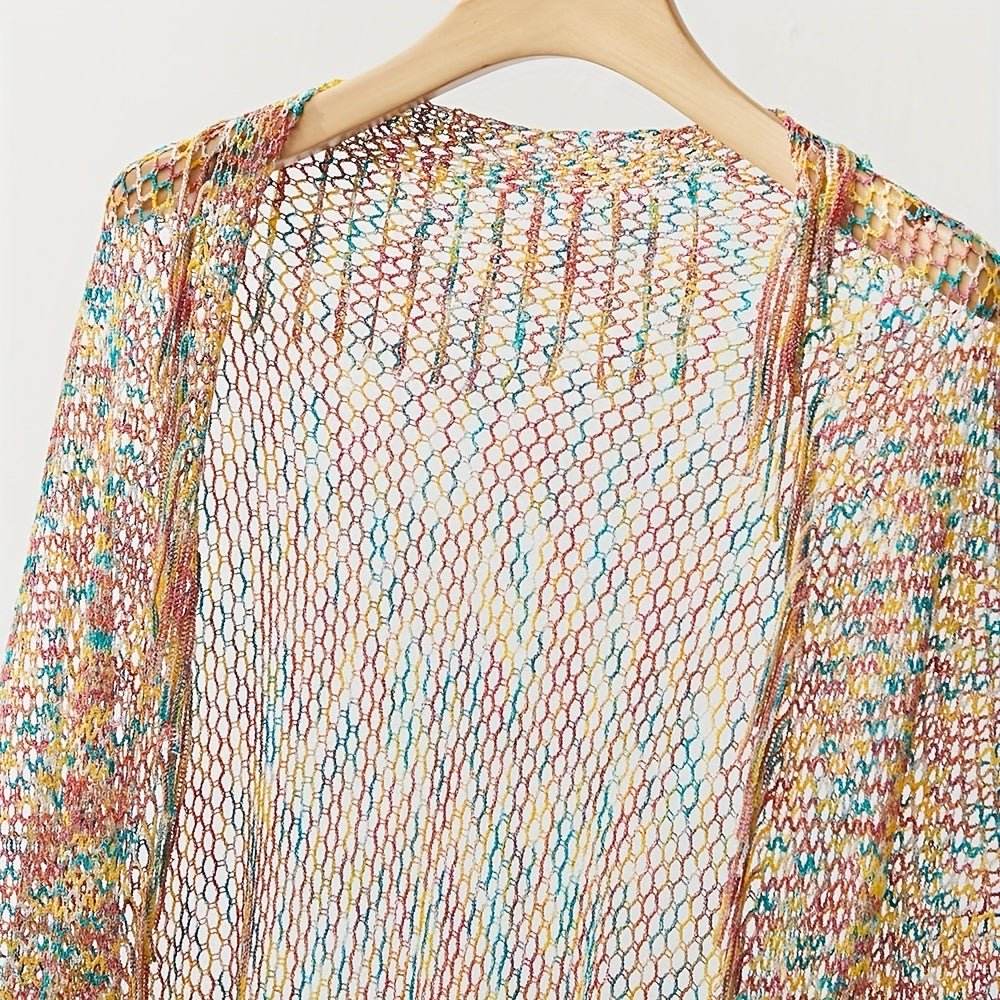 Fishnet Tassel Shawl Mesh Bikini Cover Up Beach Cape