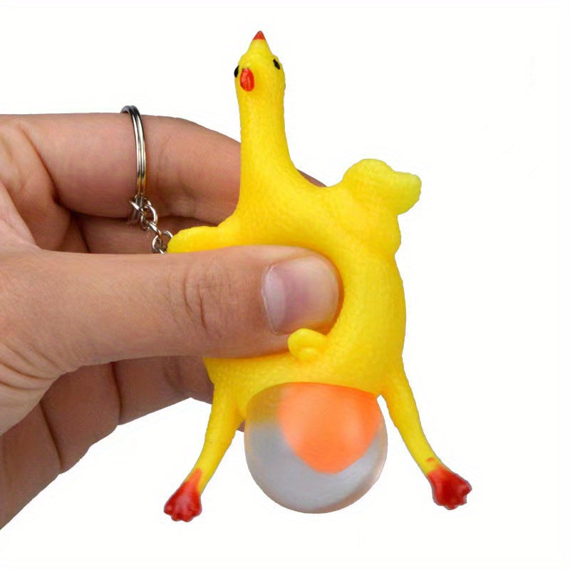 Chicken Egg Laying Hens Stress Ball Keychain Toy