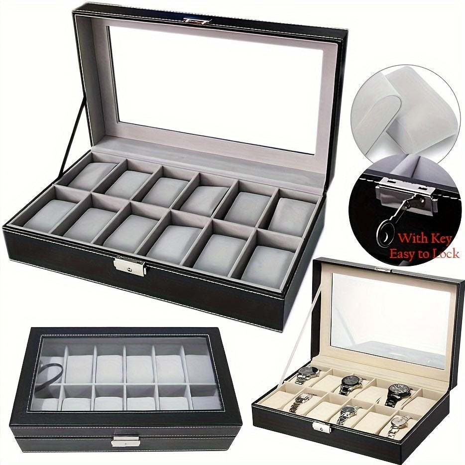 12 Slot Watch Display Storage Box with Soft Liner