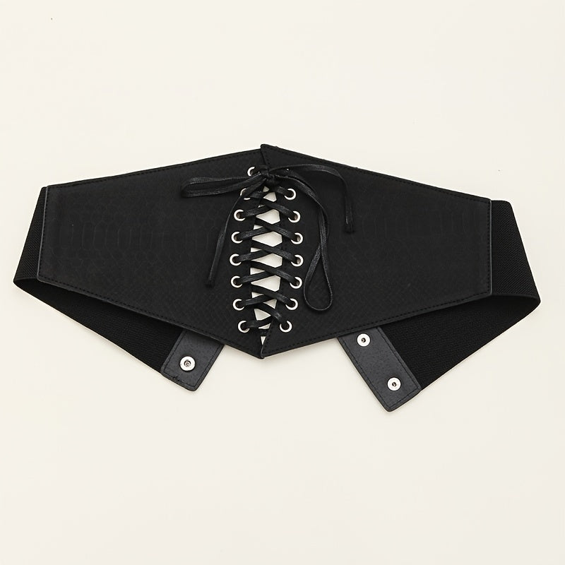 Wide Elastic Waist Corset Belt Lace Up Waistband