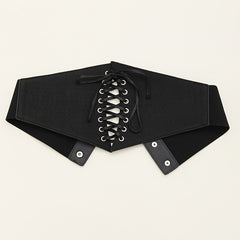 Wide Elastic Waist Corset Belt Lace Up Waistband