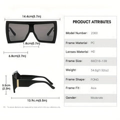 Oversized Gradient Sunglasses UV400 for Summer Beach Party