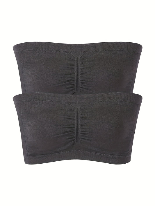 2 Pack Plus Size Tube Bra Set High Stretch Strapless