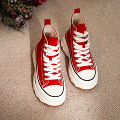 Women's High Top Canvas Platform Sneakers Lace Up Walking Shoes