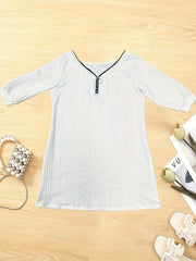 Boho Cable Long Sleeve Half Zip V Neck Plus Size Dress