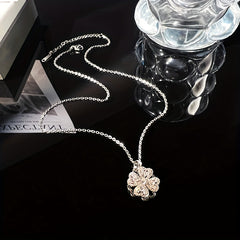 Girl's Lucky Clover Full Brick 360 Rotation Pendant Necklace