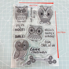 Transparent Silicone Stamp Owl Pattern for Greeting Cards, Notebook Decoration