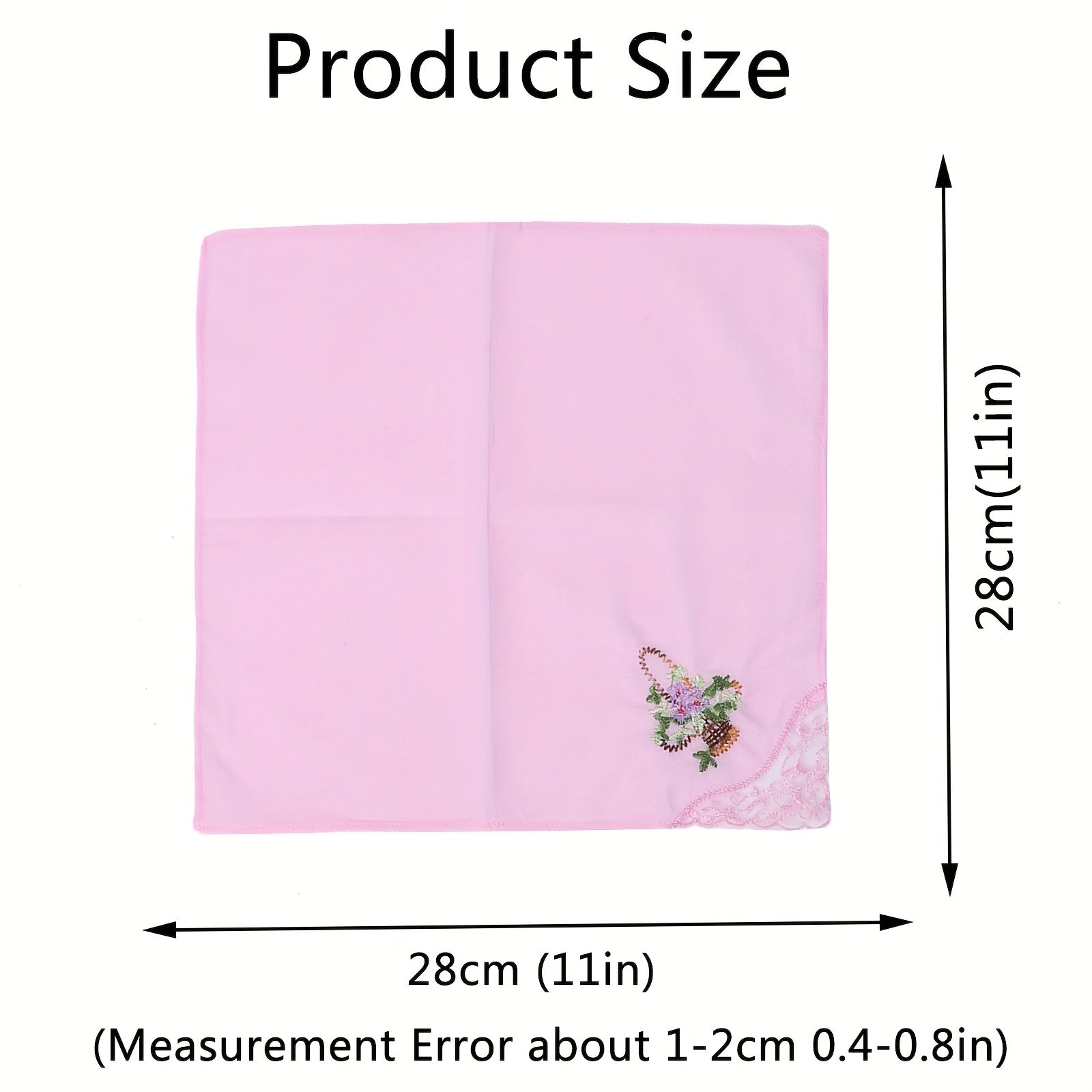 Vintage Floral Embroidered Handkerchiefs Soft Pink Beige Light Purple