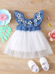 Girls Flower Mesh Summer Dress