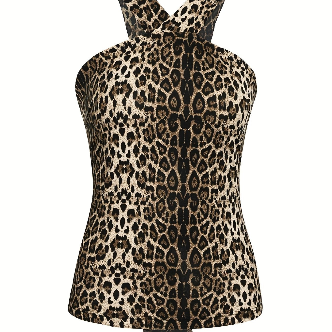 Leopard Print Halter Top Sexy Back Tie Halter Top For Summer
