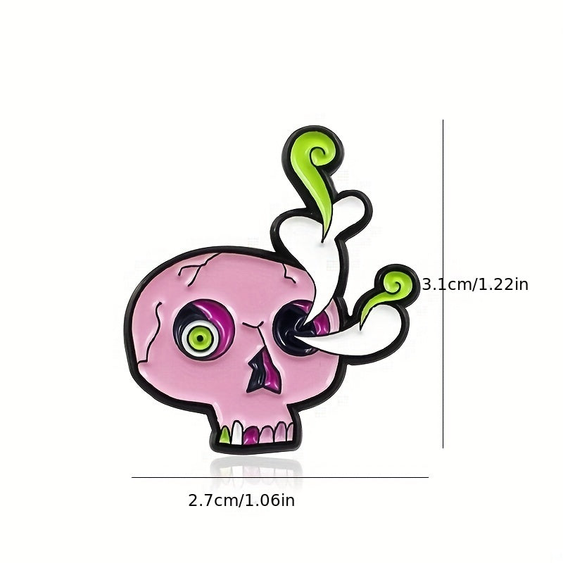 Cartoon Skull Flower Arrangement Brooch Red Flowers Pins