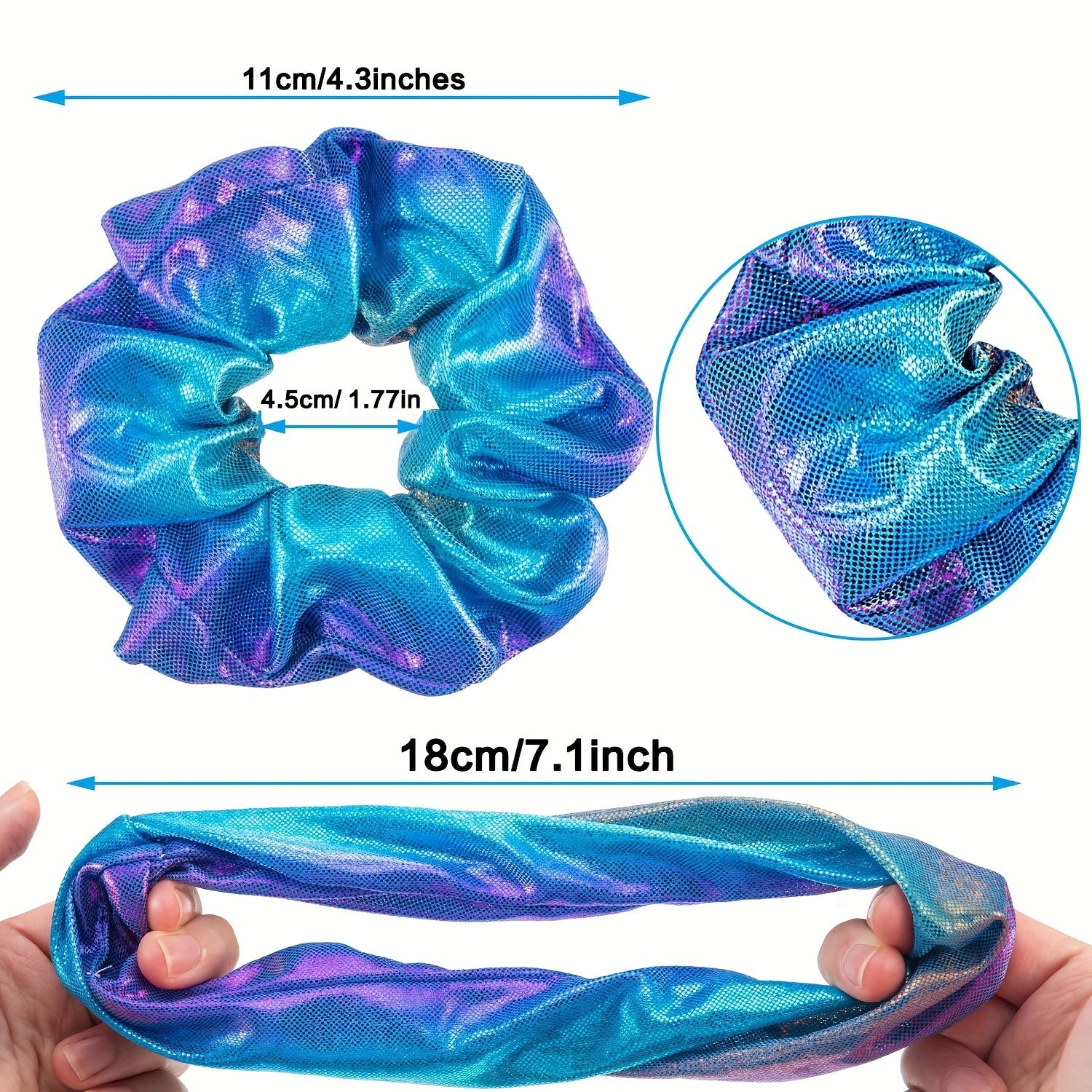 Gradient Laser Scrunchies Hair Tie Holographic Hair Rope Ponytail Holder