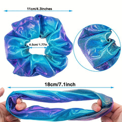 10pcs Laser Scrunchie Hair Tie Glitter Y2K Hair Rope Holographic Female