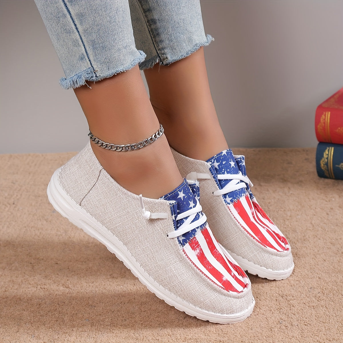 Women's Star & Striped Splicing Sneakers 4th Of July Shoes