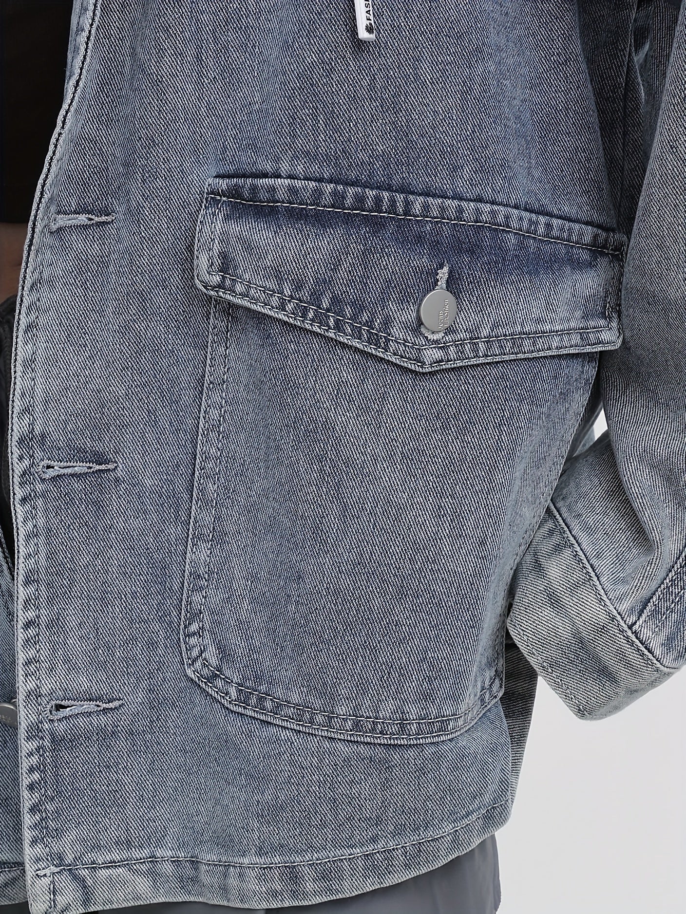  Casual Denim Top Solid Hooded Drawstring Jacket