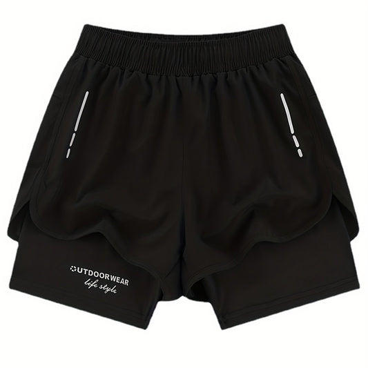 Men's Double Layer Elastic Quick Dry Shorts