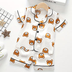 Boys Teen Bear Graphic Shirt & Shorts Set for Summer
