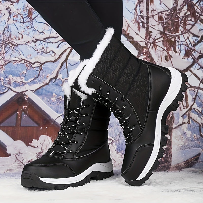 Women's Snow Boots With Fleece Lining Waterproof Hiking Boots
