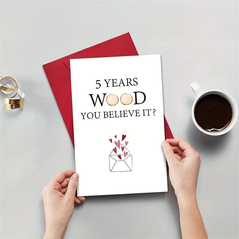 5th Anniversary Funny Wood Card Set - Wife Husband Girlfriend Boyfriend