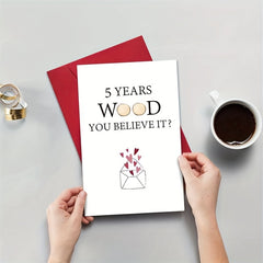 5th Anniversary Funny Wood Card Set - Wife Husband Girlfriend Boyfriend