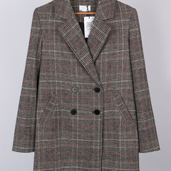 Plaid Long Sleeve Blazer Open Front Lapel Blazer