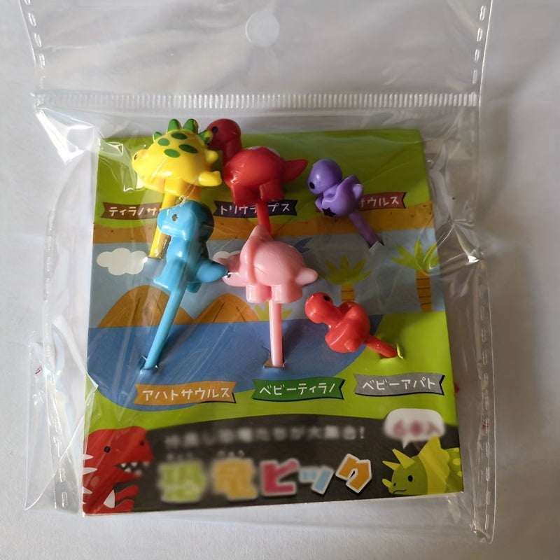 6pcs Dino Fruit Fork Toothpick Decoration Cake Picks Kids Snack Forks