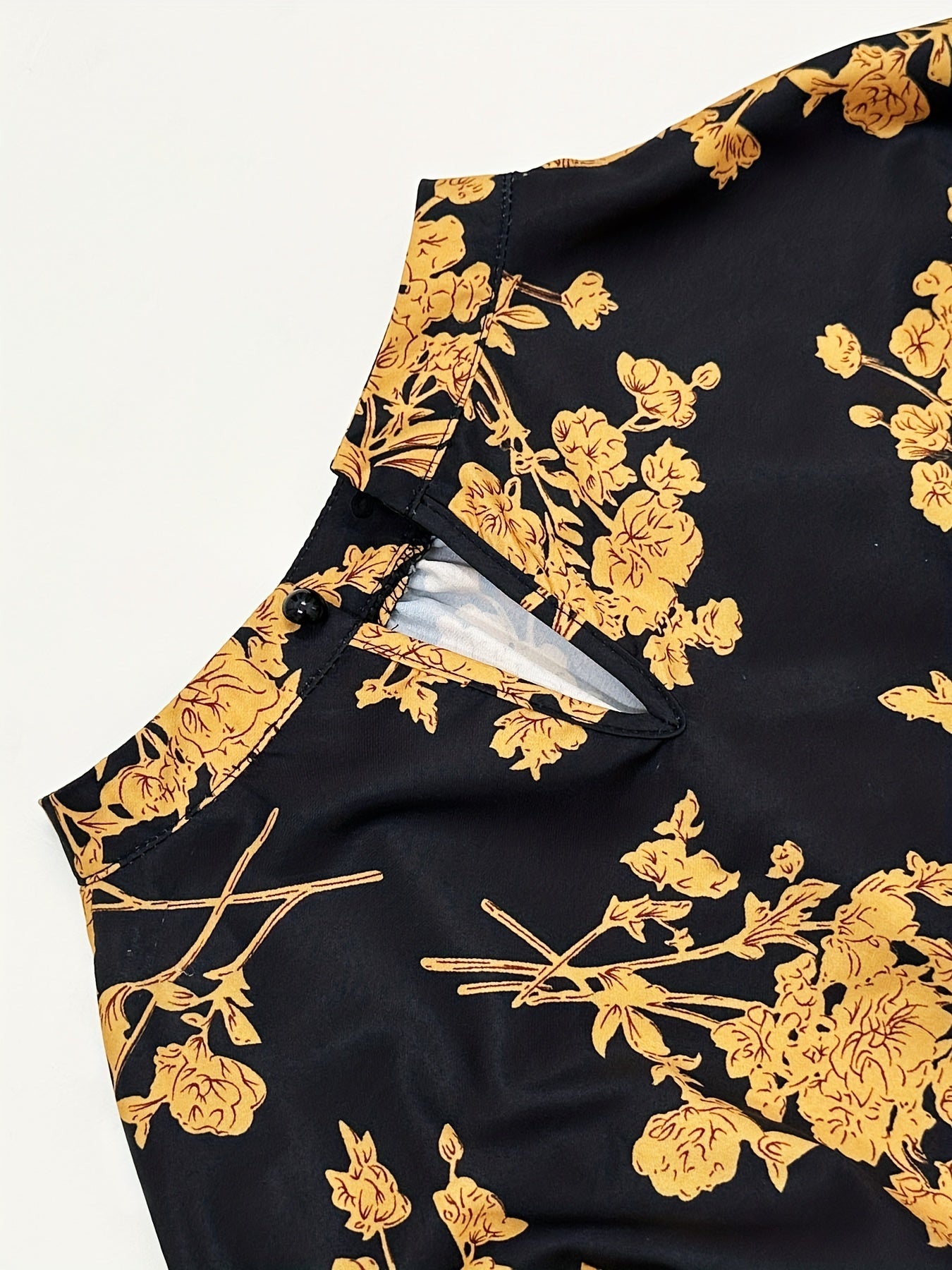  Floral Print Long Sleeve Mock Neck Stretch Dress