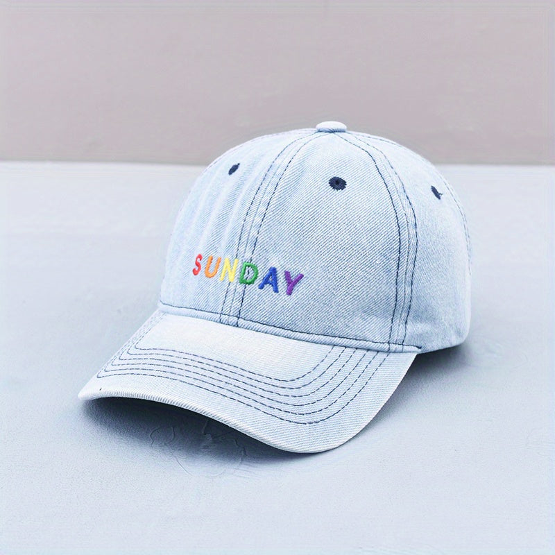 Embroidery Baseball Cap Denim Washed Unisex Couple Sun Hat