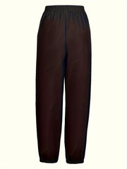  Solid Tie Front High Waist Harem Pants