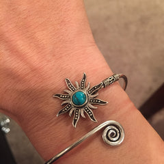 Vintage Sunflower Open Ring Synthetic Gems Boho Style Finger Jewelry