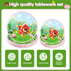 50pcs Farm Animals Party Supplies Barnyard Animals Birthday Tableware Set