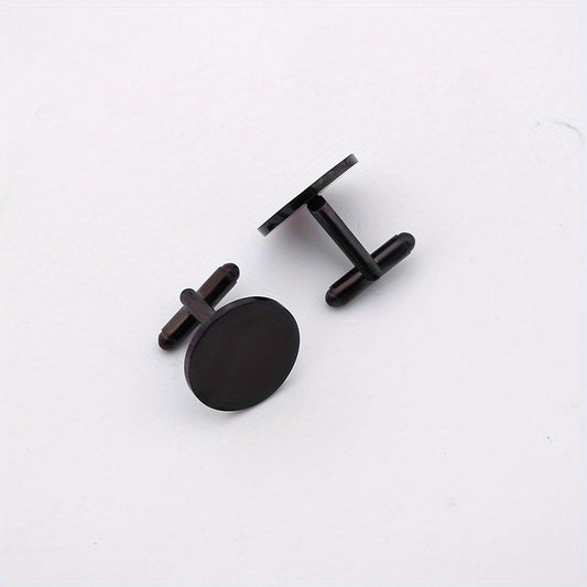 Round Titanium Steel Cufflinks Mirror Finish
