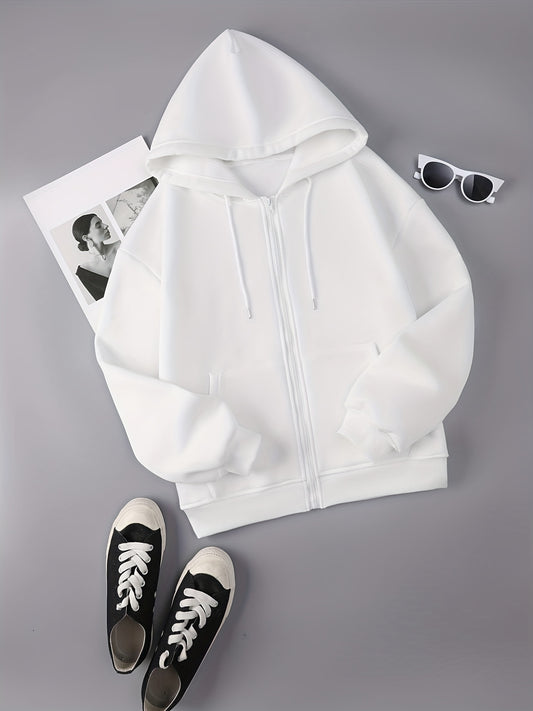 Drawstring Hoodie Zip Up Sweatshirt