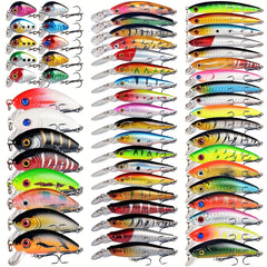 56pcs Fishing Lures Set Bionic Bait for Freshwater and Saltwater Fishing