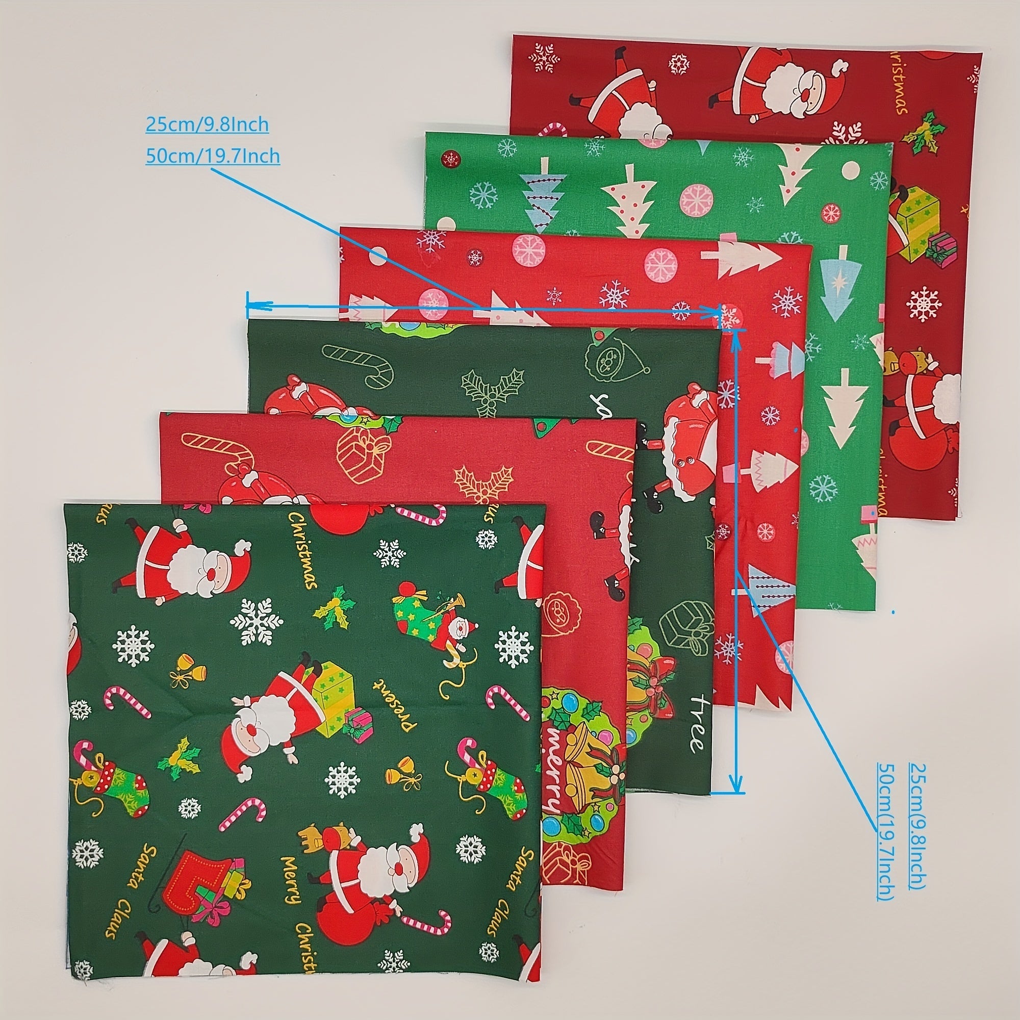 6pcs Christmas Series Twill Cloth Set for DIY Sewing Scrapbooking Quilting Craft