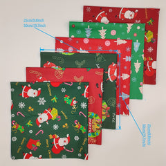 6pcs Christmas Series Twill Cloth Set for DIY Sewing Scrapbooking Quilting Craft