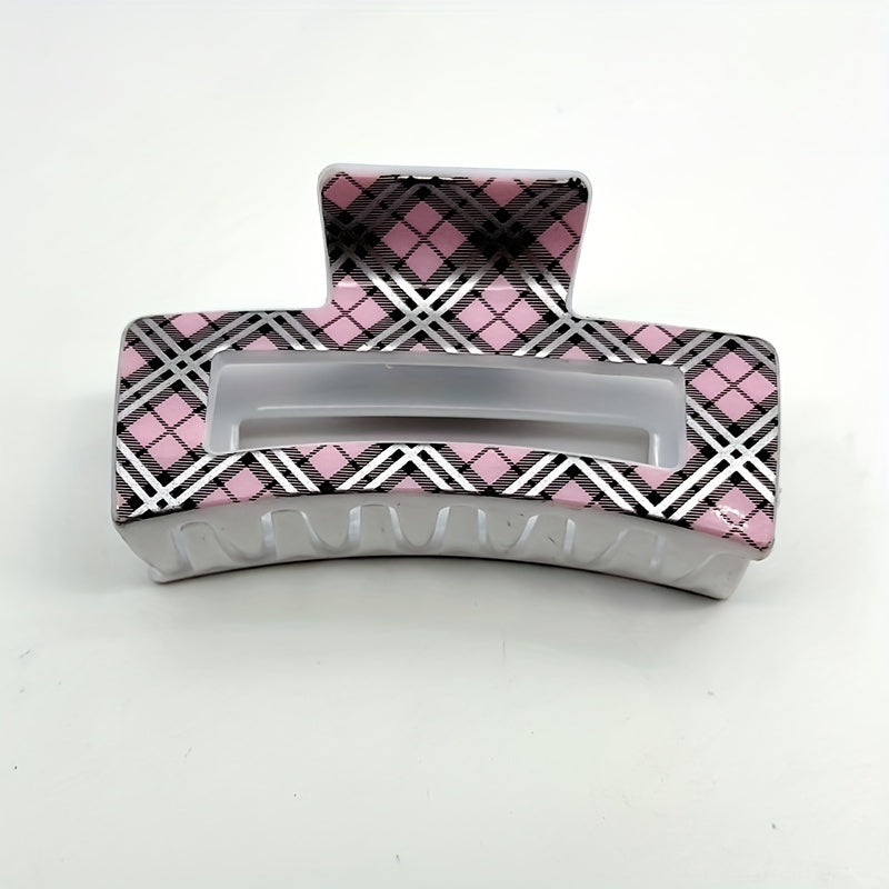 3pcs Plaid Hair Claw Ponytail Holder Hair Claw Clip