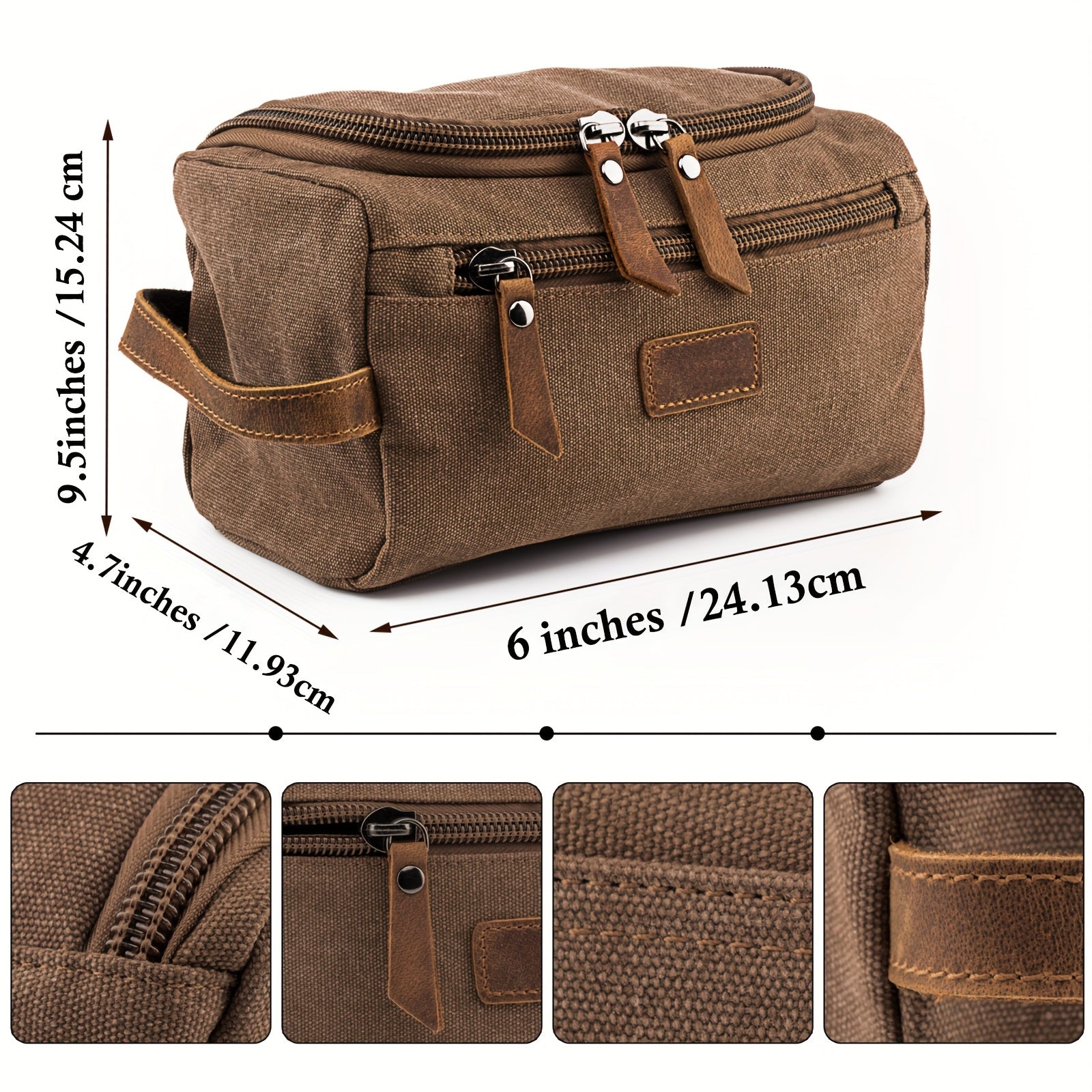 Men's Canvas Travel Toiletry Bag with Handle Father's Gift