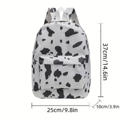 Cow Pattern Backpack Large Capacity School Bag Zipper Casual Backpack & Purse